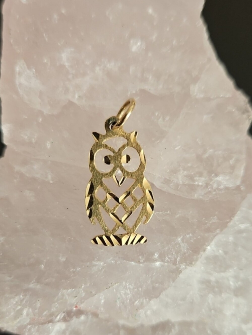 Vintage SARO 10K Gold Owl Cutout Pendant Charm Women's Jewelry